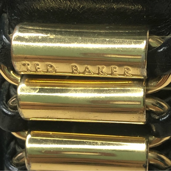 TED BAKER Black Lambskin and Brass Accent Throughout Bag & Strap Crossbody Bag - Picture 9 of 17